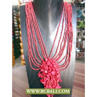 Reds Stone Beading Necklaces